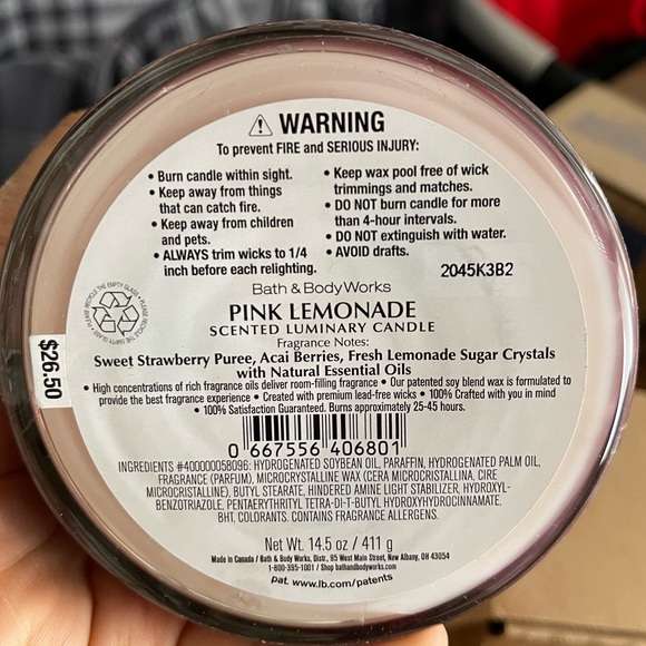 NWT Bath & Body Works 3-Wick Candle PINK LEMONADE - Picture 5 of 5